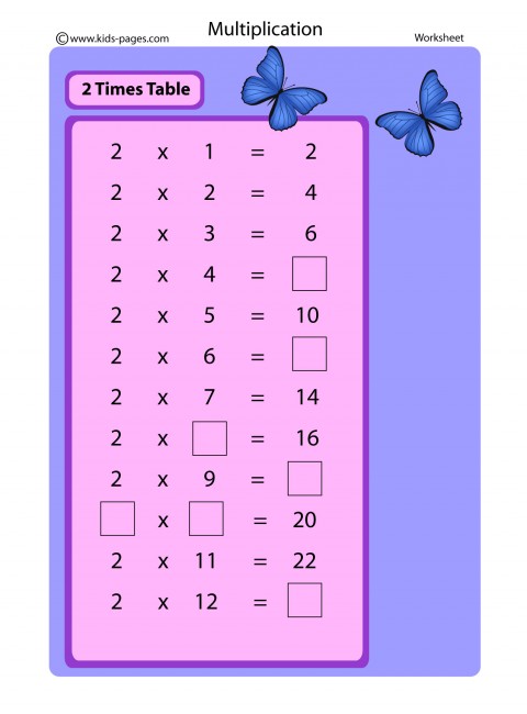 Free Printable 2 Times Tables Worksheets Pdf